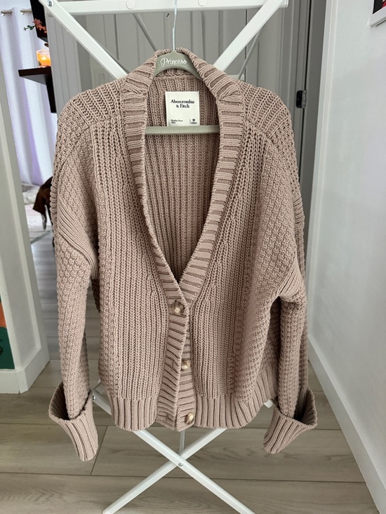Abercrombie & Fitch Sweaters - Abercrombie & Fitch Women's Dusty Mauve Chunky Knit Button Cardigan